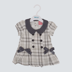 Lini peach-grey party frock for baby girls